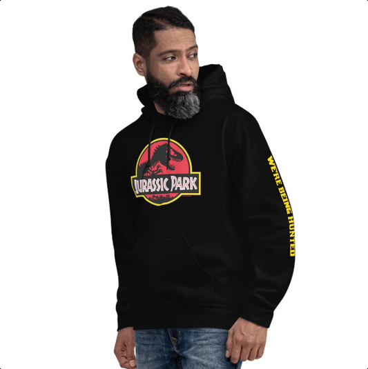 Jurassic Park Logo Unisex Hoodie Grey-8