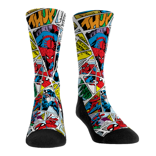 Spider-Man Webbed Out graphic crew socks with red and black web design-0