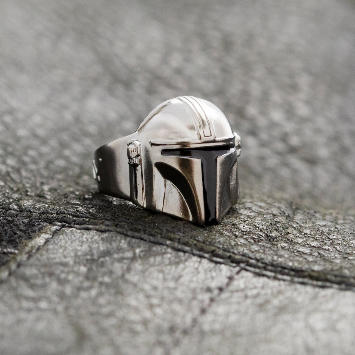 Unisex Star Wars jewelry featuring The Mandalorian helmet in sterling silver.