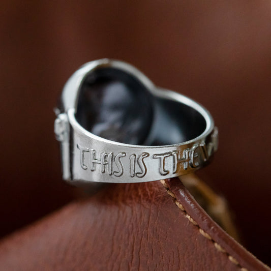 Star Wars x RockLove The Mandalorian Helmet Sterling Silver Ring featuring gunmetal rhodium finish.-8