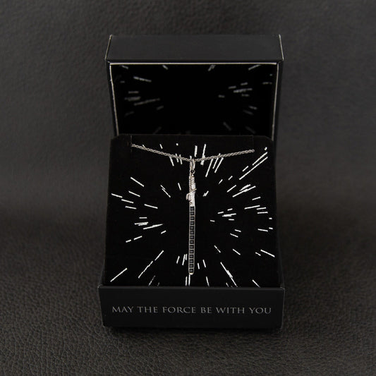 Star Wars x RockLove Darksaber necklace in black rhodium.-5