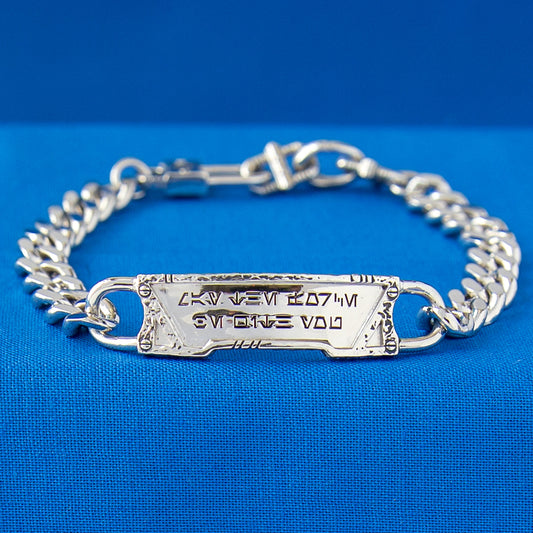 Star Wars x RockLove May the Force Aurebesh Bracelet in Sterling Silver-3