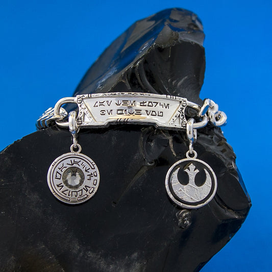 Star Wars x RockLove May the Force Aurebesh Bracelet in Sterling Silver-4