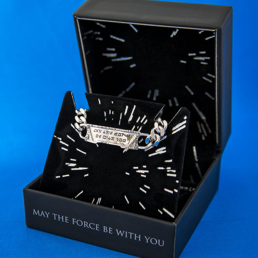 Star Wars x RockLove May the Force Aurebesh Bracelet in Sterling Silver-6