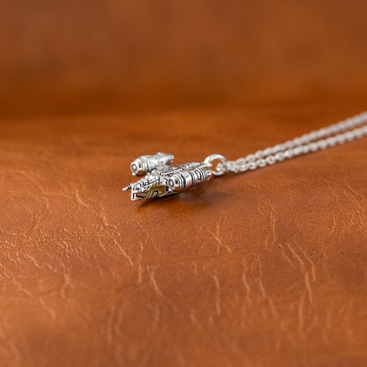 Star Wars x RockLove Razor Crest Sterling Silver Necklace front view-5