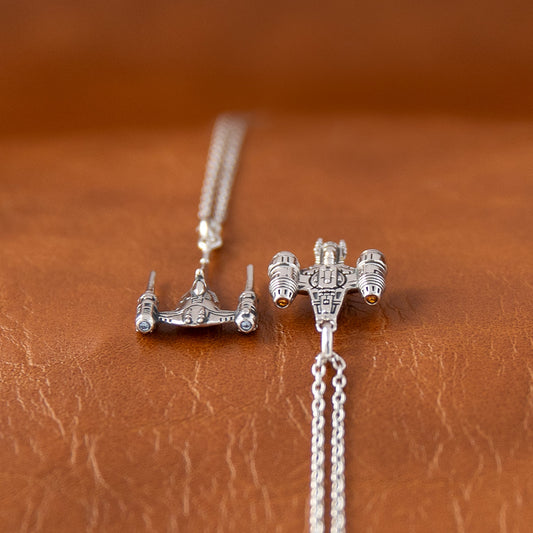 Star Wars x RockLove Razor Crest Sterling Silver Necklace front view-6