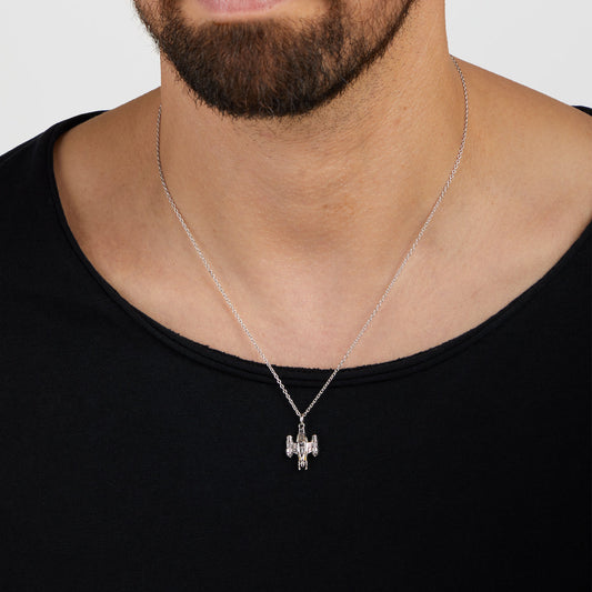 Star Wars x RockLove Razor Crest Sterling Silver Necklace front view-4