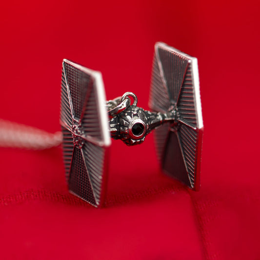 Star Wars x RockLove TIE Fighter sterling silver necklace on adjustable chain-3