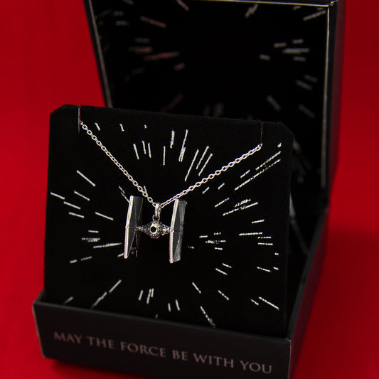 Star Wars x RockLove TIE Fighter sterling silver necklace on adjustable chain-5