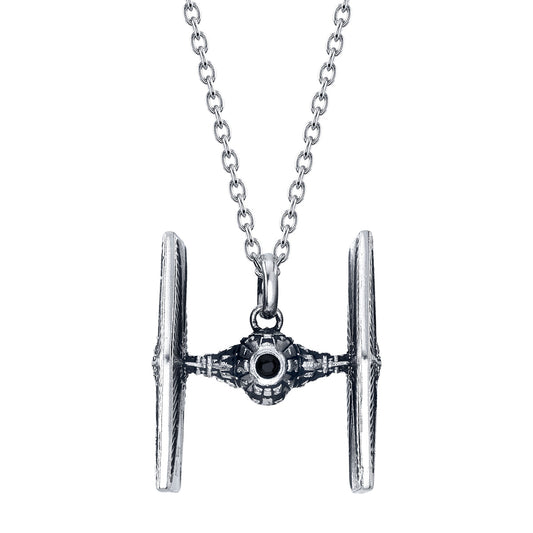 Star Wars x RockLove TIE Fighter sterling silver necklace on adjustable chain-0