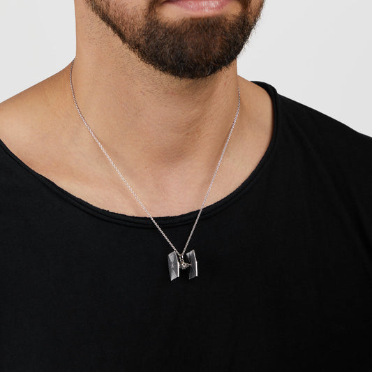 Star Wars x RockLove TIE Fighter sterling silver necklace on adjustable chain-1