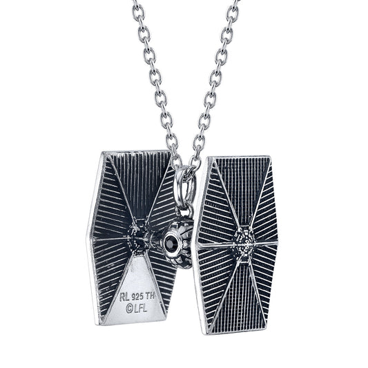 Star Wars x RockLove TIE Fighter sterling silver necklace on adjustable chain-2