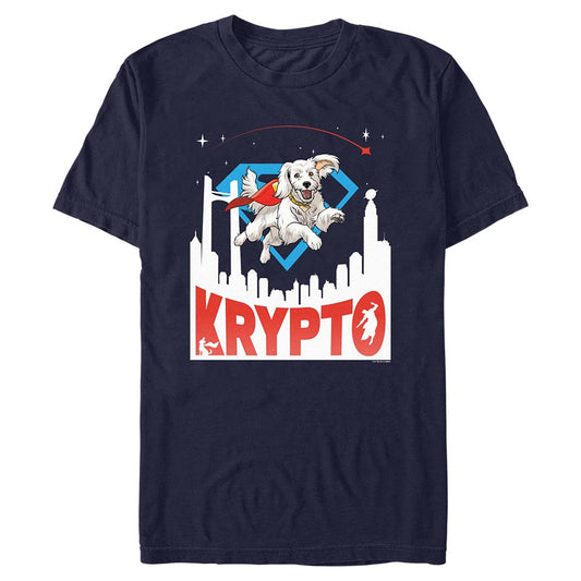 SUPERMAN (2025) Movie Krypto In The City T-shirt Navy-0