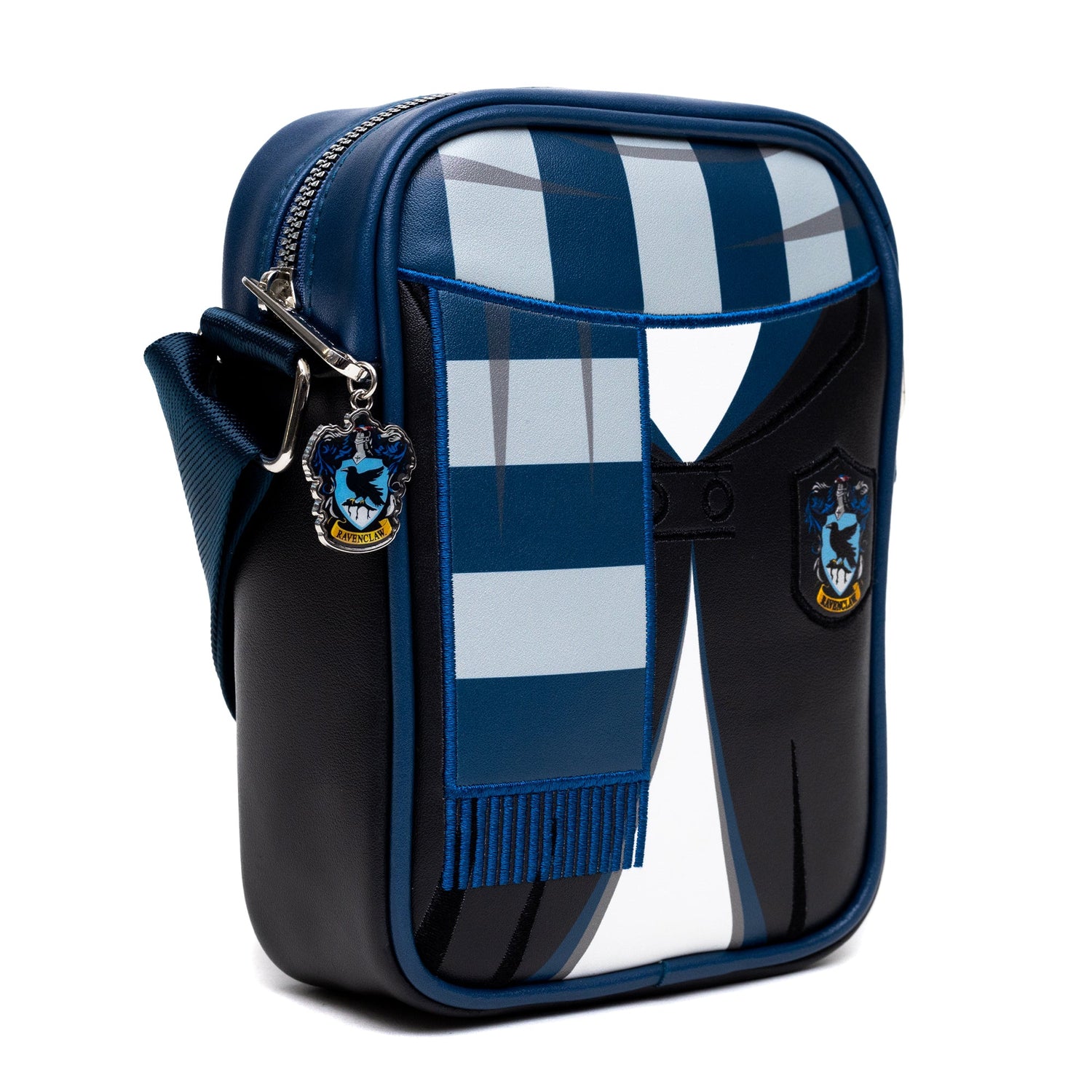 Side profile of the Ravenclaw bag highlighting the 3-inch depth and vegan leather texture.