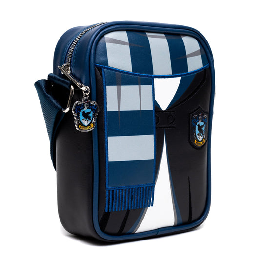 Front view of the Harry Potter Ravenclaw Uniform Crossbody Bag showing embroidered uniform details.-1