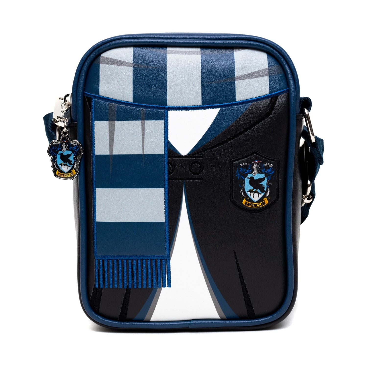 Front view of the Harry Potter Ravenclaw Uniform Crossbody Bag showing embroidered uniform details.