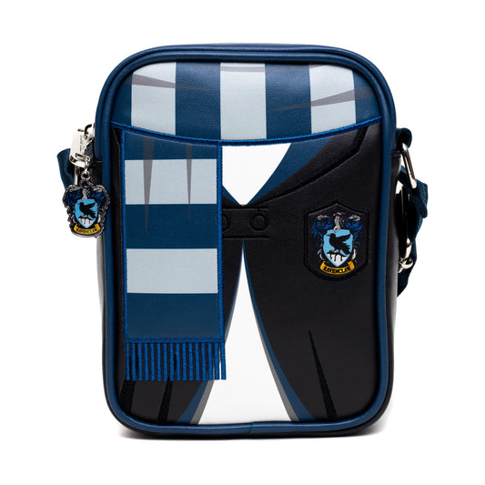 Front view of the Harry Potter Ravenclaw Uniform Crossbody Bag showing embroidered uniform details.-0