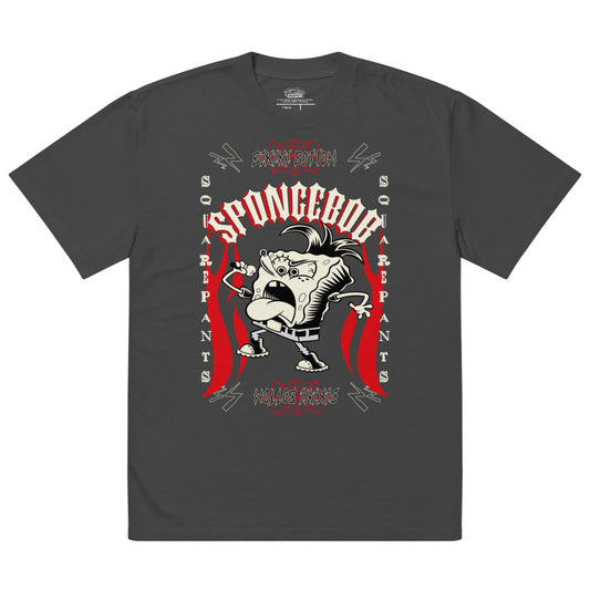 SpongeBob SquarePants Punk Rock Faded T-Shirt Faded Black-0