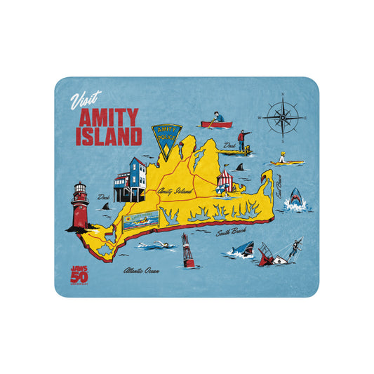 Jaws 50th Anniversary Amity Island Sherpa Blanket 60 in x 80 in-6