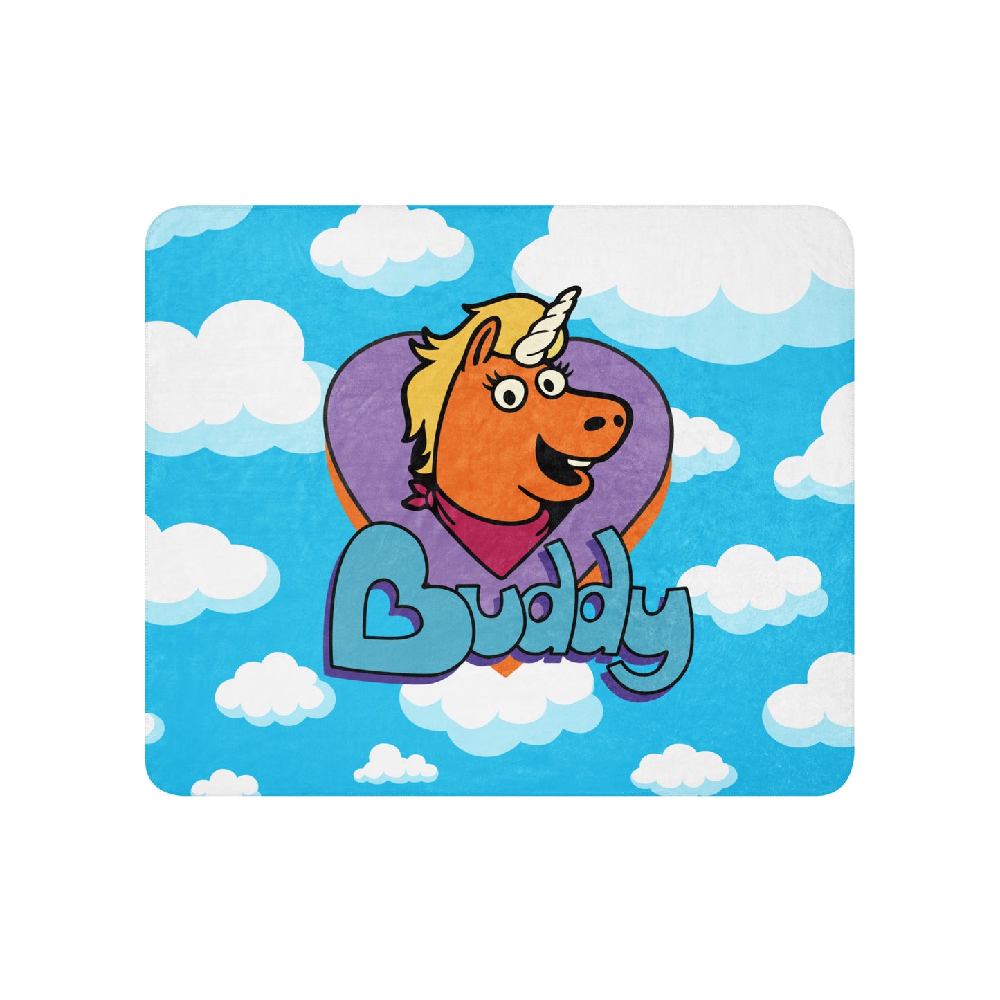Buddy movie logo printed clearly on a high quality throw blanket