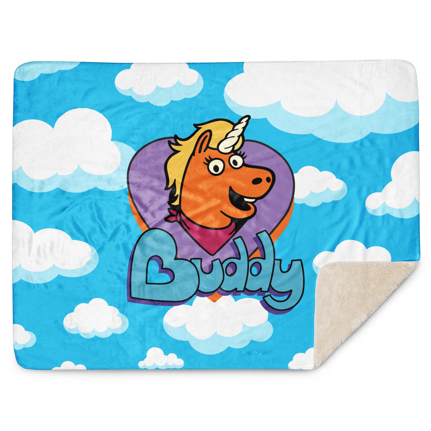 Close up of the soft sherpa fleece texture on the Buddy blanket