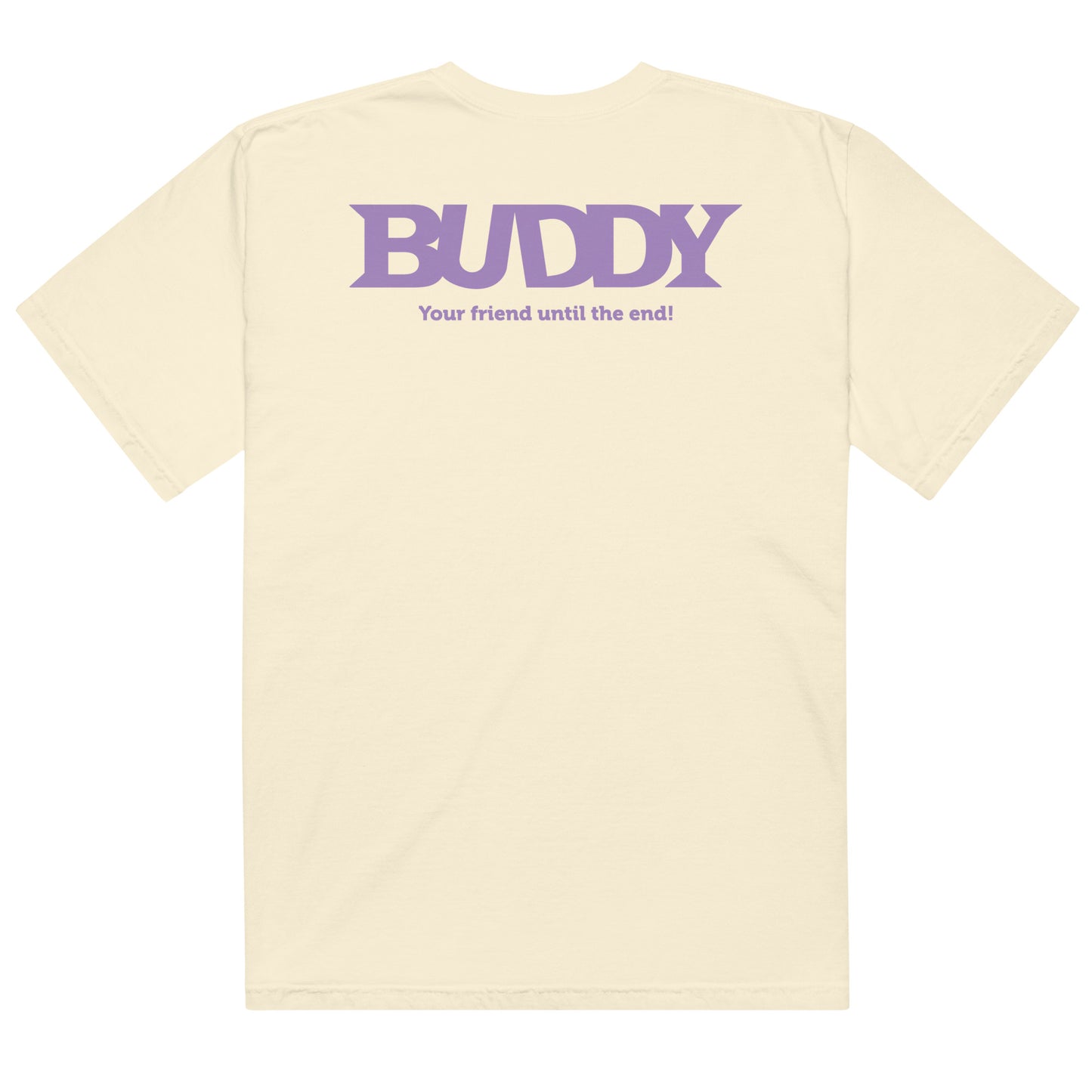 Front view of Buddy T-Shirt featuring Your Friend Until the End graphic