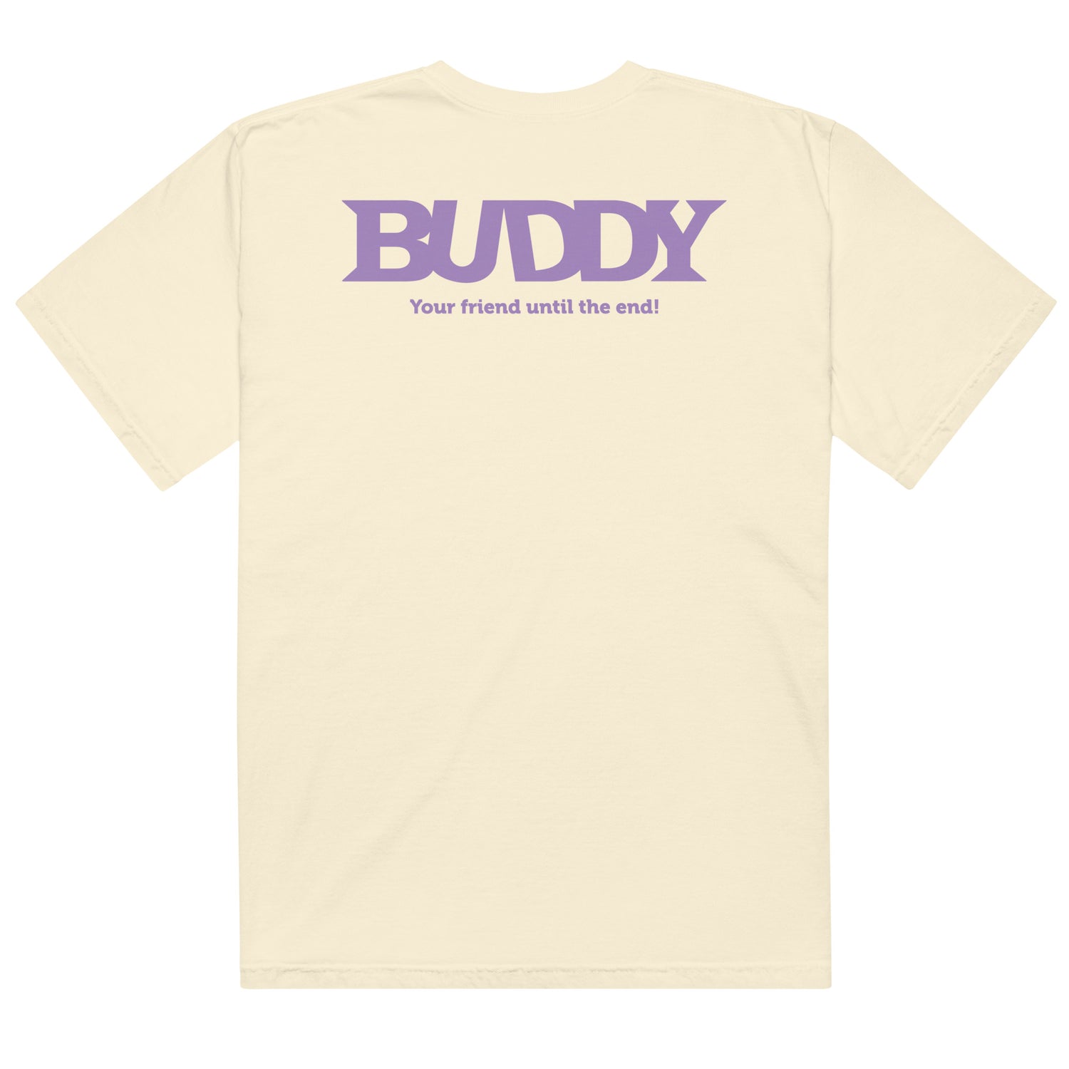 Front view of Buddy T-Shirt featuring Your Friend Until the End graphic