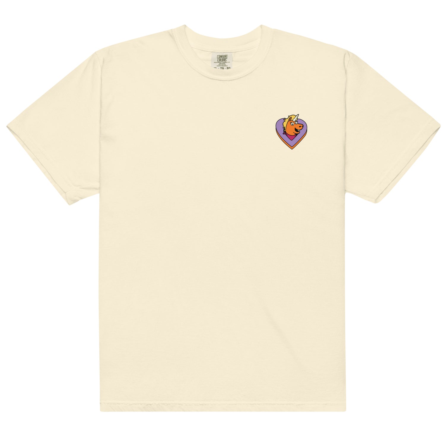 Close-up of the Your Friend Until the End text on the Buddy shirt