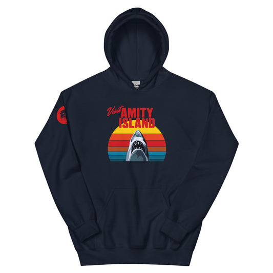 Jaws 50th Anniversary Visit Amity Island Hoodie Navy-0