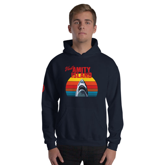 Jaws 50th Anniversary Visit Amity Island Hoodie Navy-4
