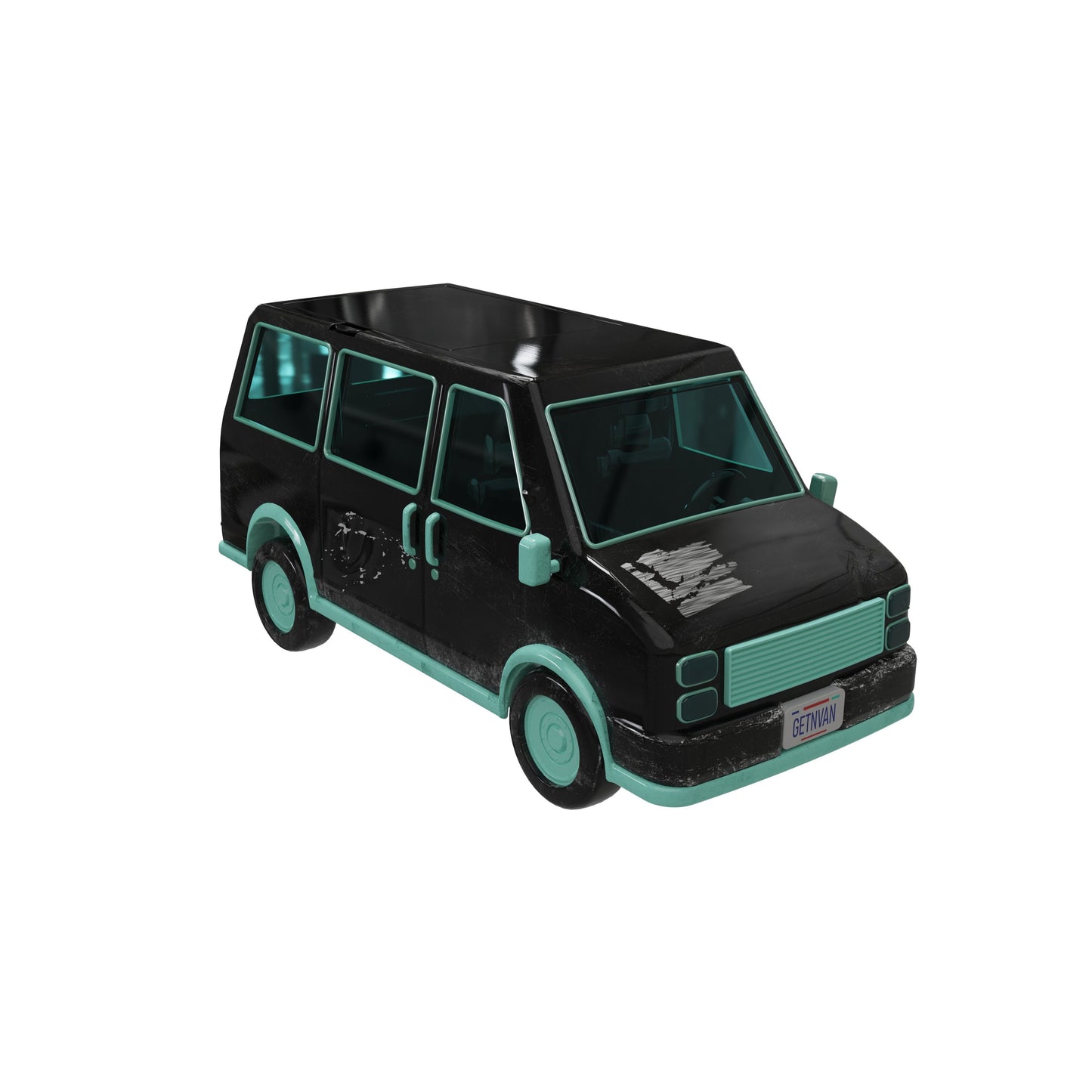 Demonstration angle of the collectible van on a display shelf