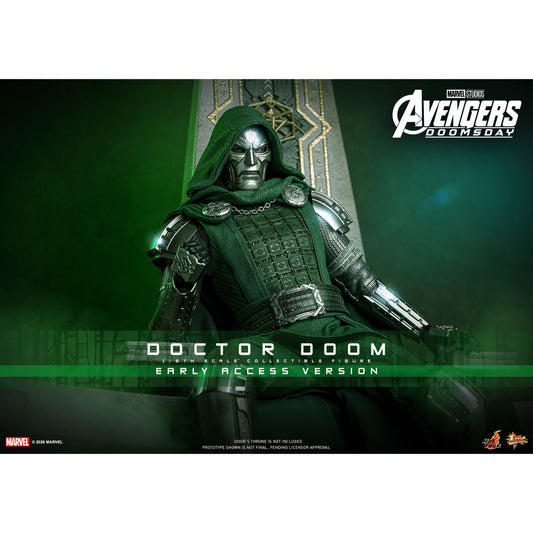 Hot Toys sixth scale Doctor Doom figure standing in full armor with his dark green hooded cloak-0