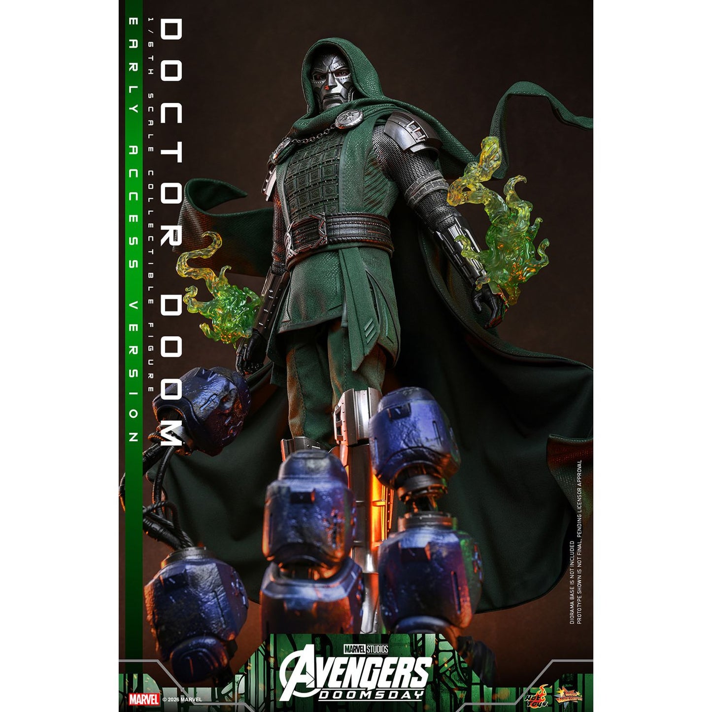 Close-up of Doctor Doom's newly crafted masked head sculpt with rolling eyeballs