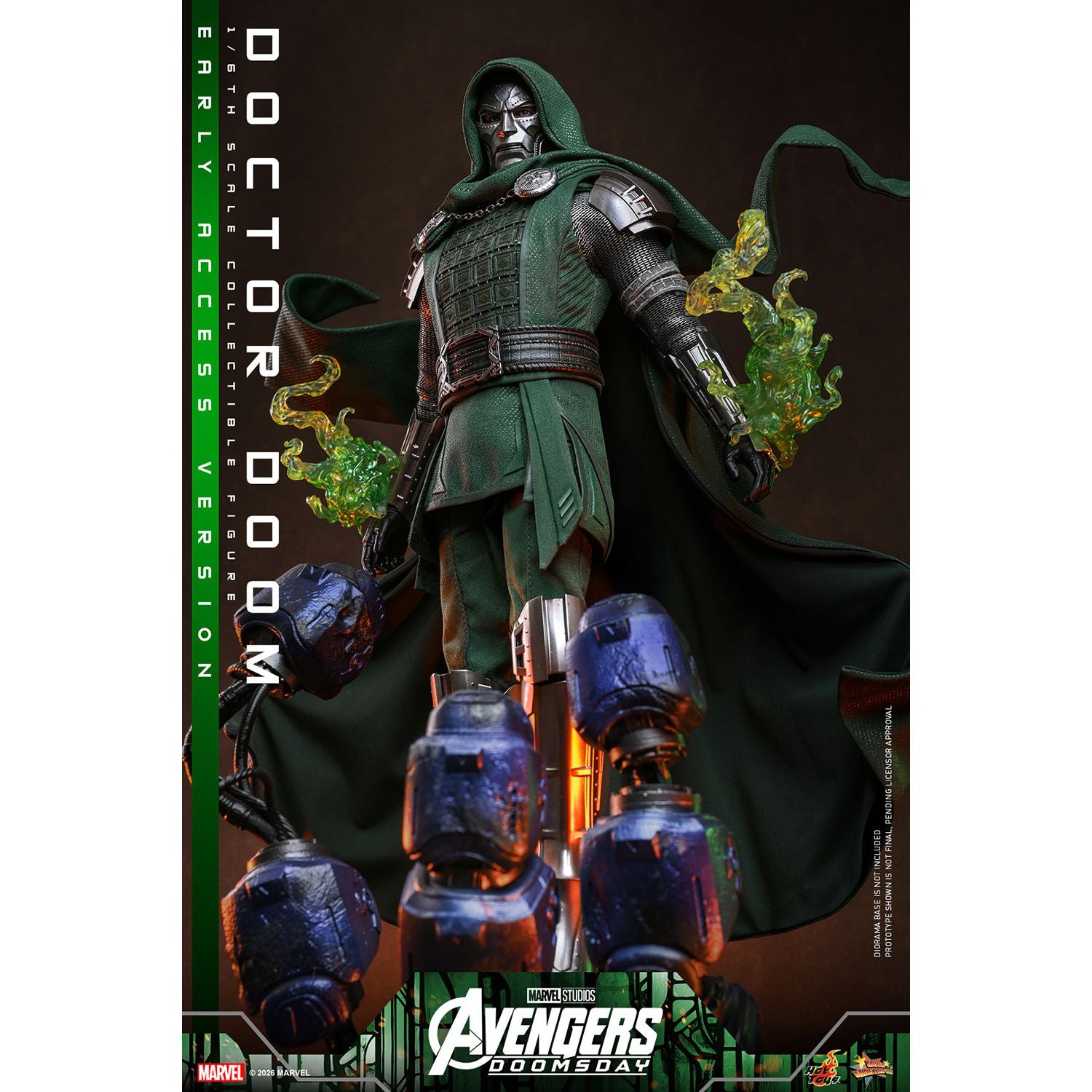 Close-up of Doctor Doom's newly crafted masked head sculpt with rolling eyeballs