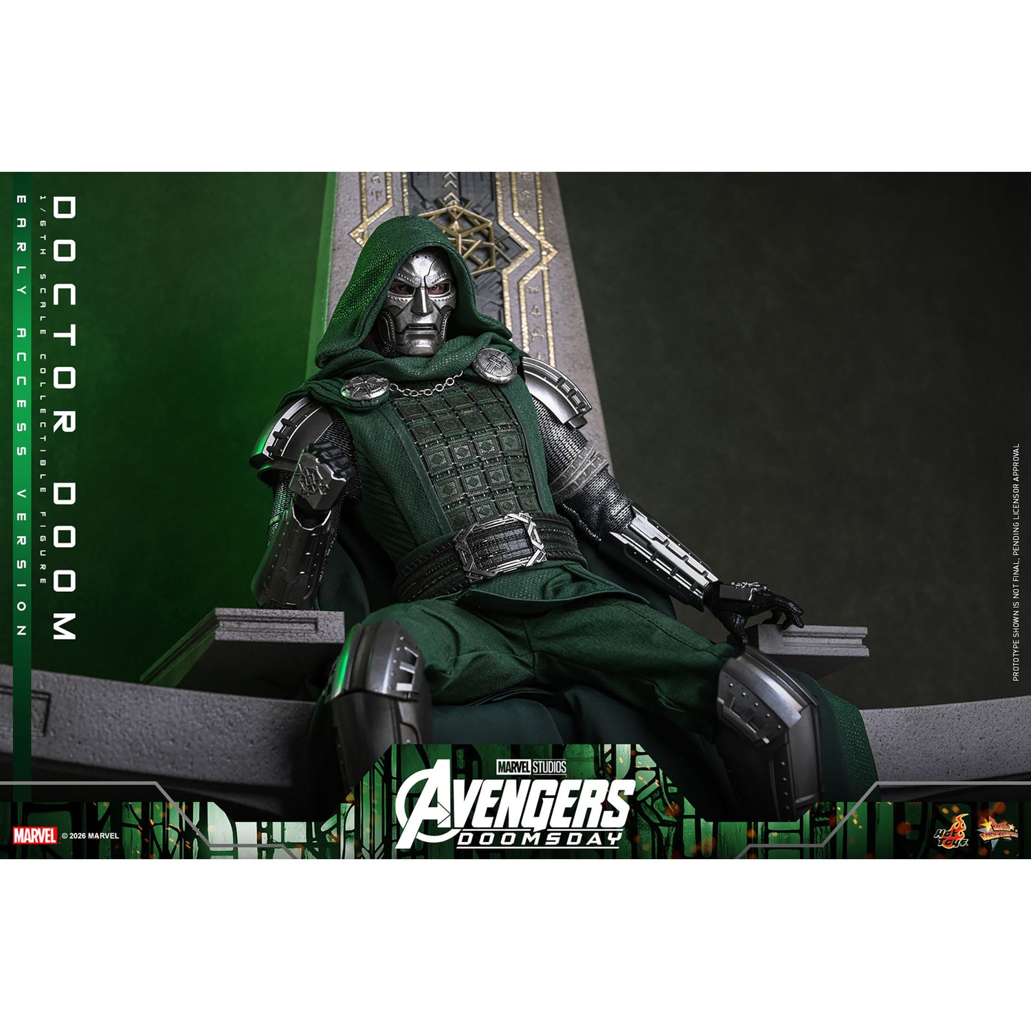 Side profile of the figure highlighting the drape and bendable wire of the hooded cloak