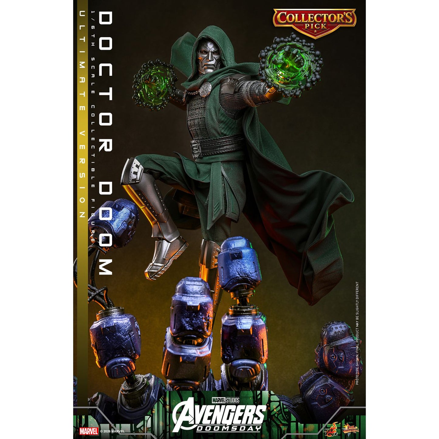 Doctor Doom figure holding the concept-art-inspired magical book