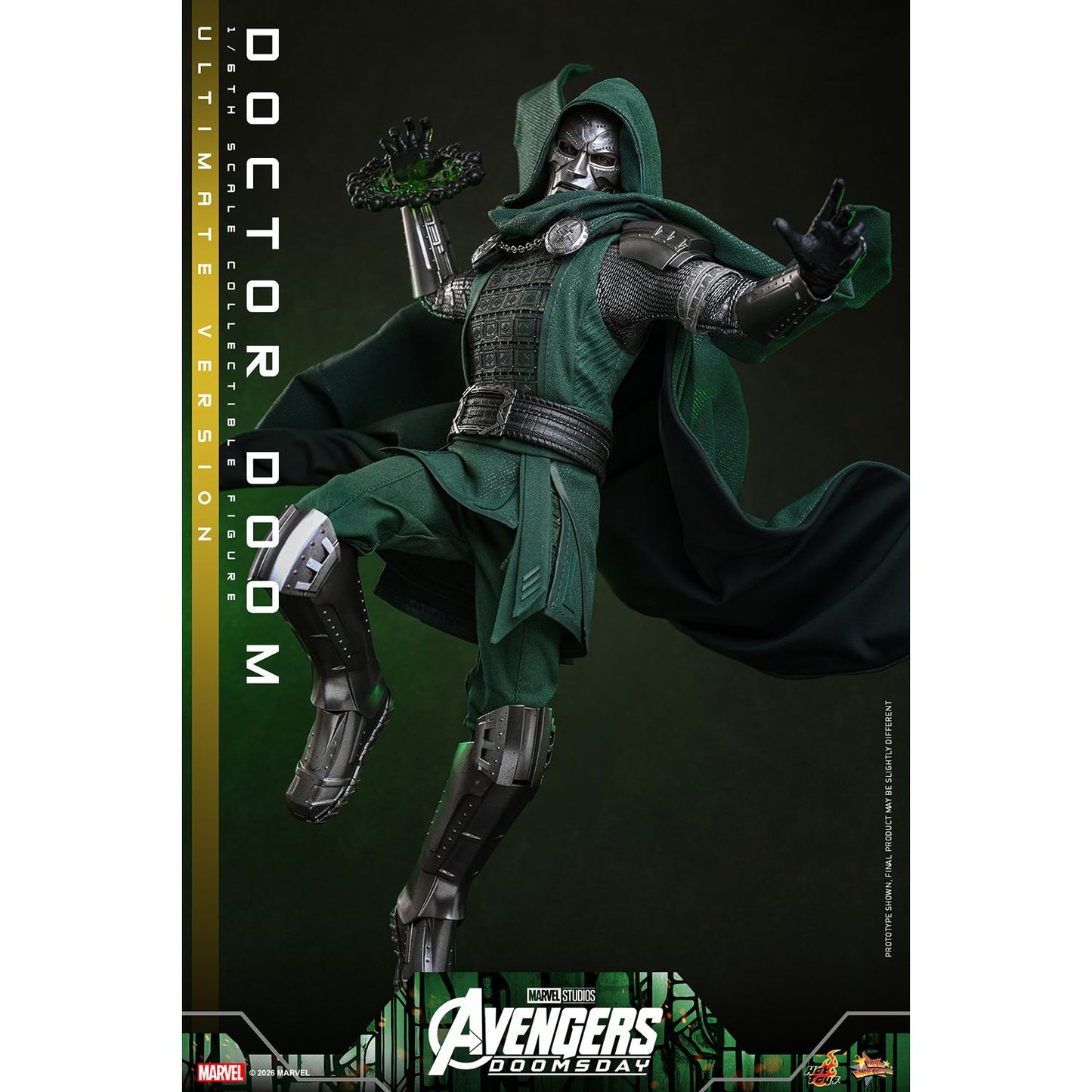Action pose of Doctor Doom with mystic power effects ready for battle