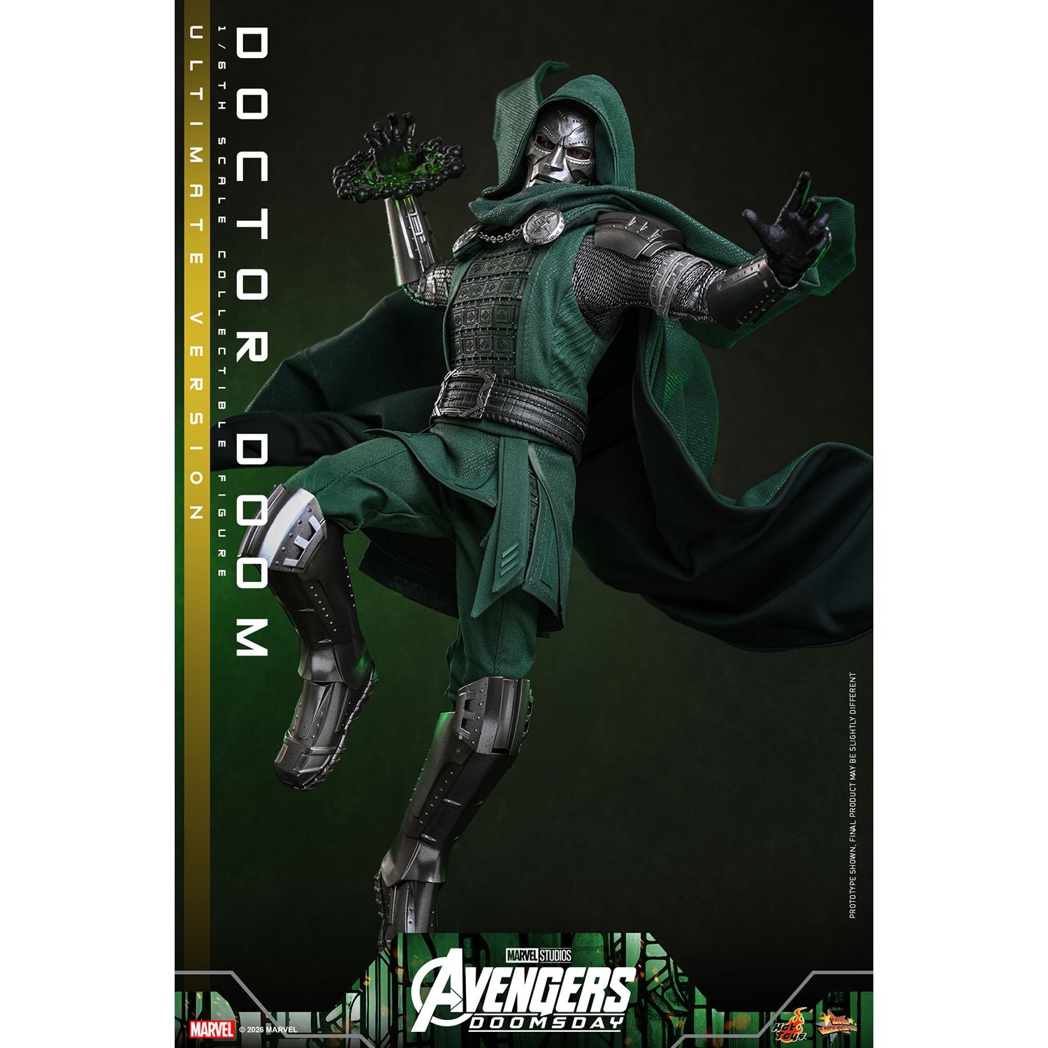 Action pose of Doctor Doom with mystic power effects ready for battle