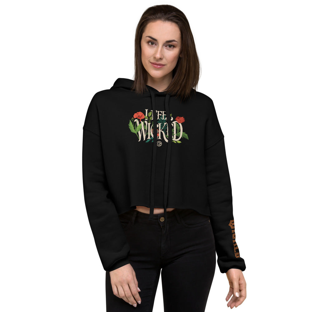 Wicked: For Good Cropped Hoodie "I Feel Wicked"  Black